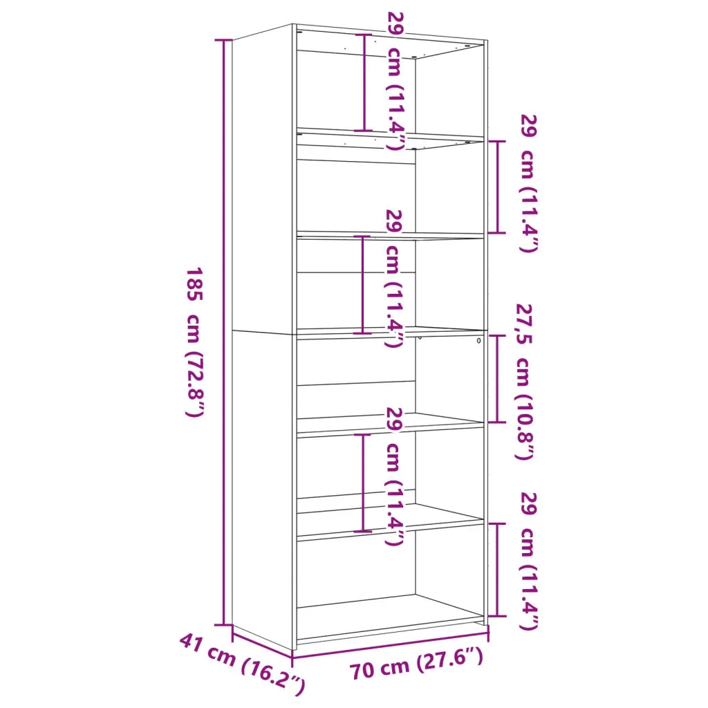 Credenza Rovere Fumo 70x41x185 cm in Legno Multistrato 3281691