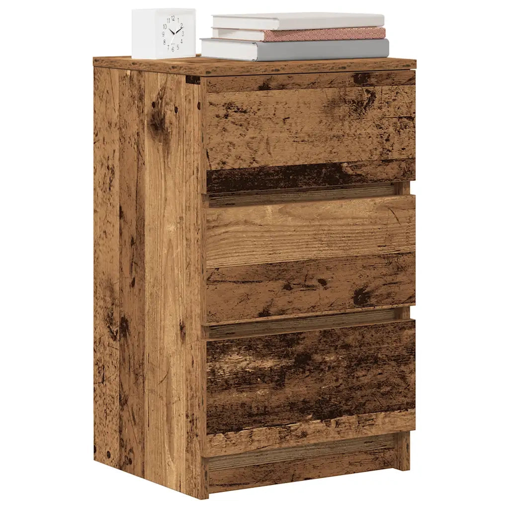 Comodini con 3 Cassetti 2 pz Legno Antico 39x35x65 cm 861352
