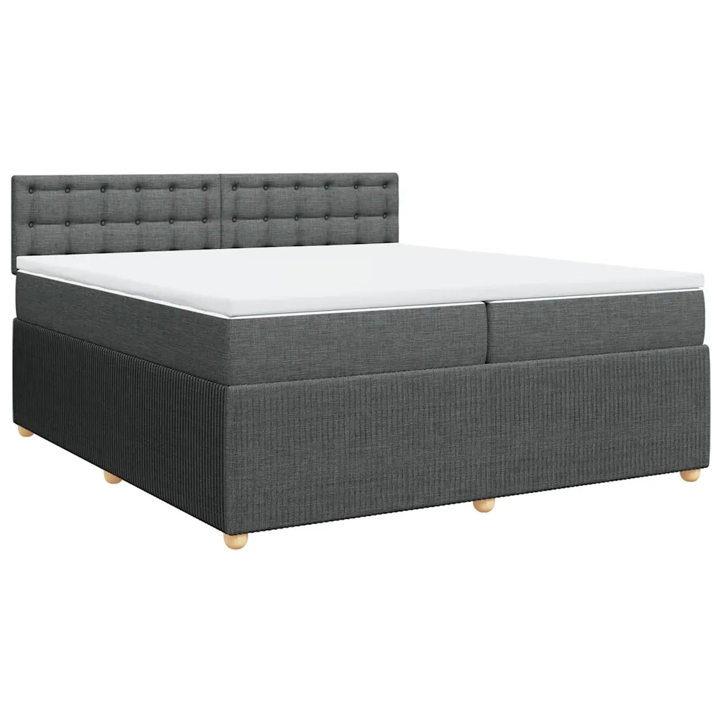 Giroletto a Molle con Materasso Grigio Scuro 200x200 cm Tessuto