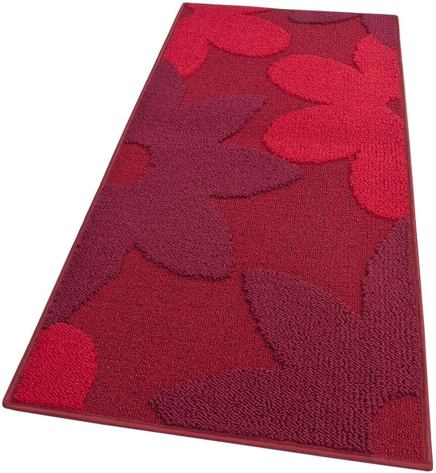 Tappeto Cucina 3D Fiore 50x90 cm Tridimensionale Morbido Moderno Passatoia Antiscivolo Bordeaux