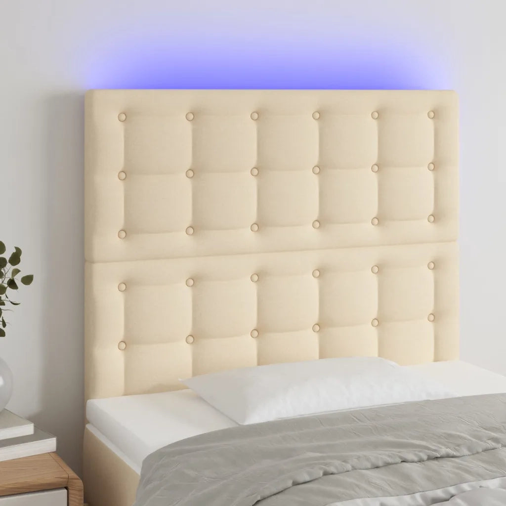 Testiera a LED crema 90x5x118/128 cm in Tessuto 3122845