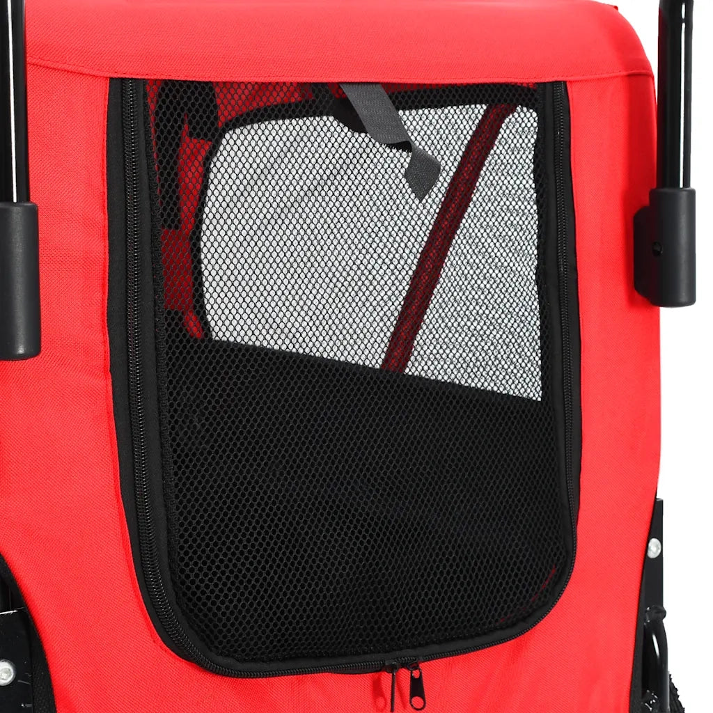 Rimorchio per Animali Domestici e Passeggino 2in1 Rosso e Nero 91762