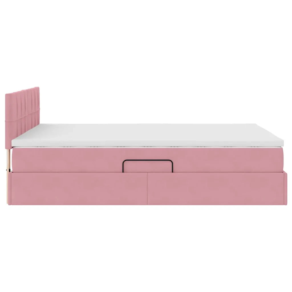 Letto con Contenitore con materasso Rosa 140 x 200 cm Velluto 3370766