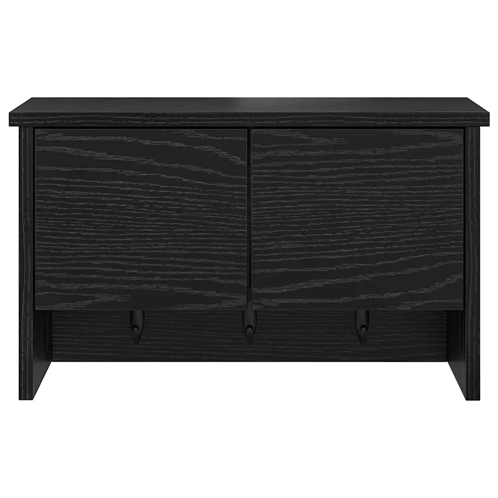 Appendiabiti a muro con lo scaffale Rovere Nero 50 x 20 x 30 cm 874332