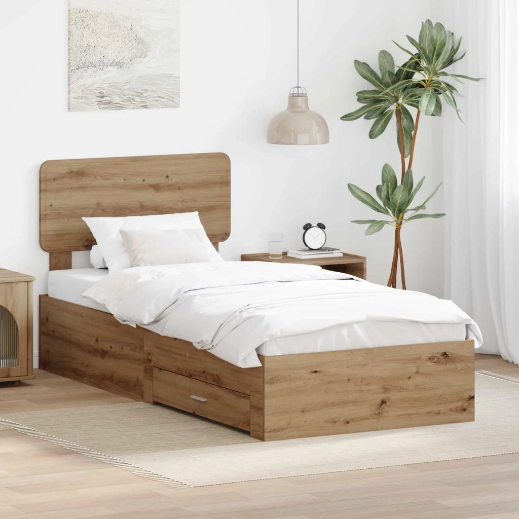 Struttura del letto con testiera Rovere artigianale 90 x 200 cm 3412426