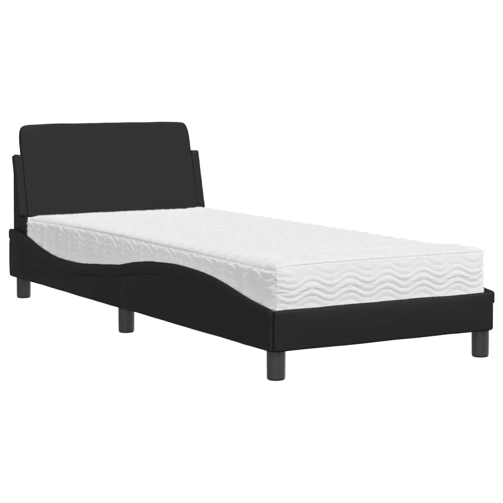 Letto con Materasso Dover Nero 90x190 cm in Similpelle