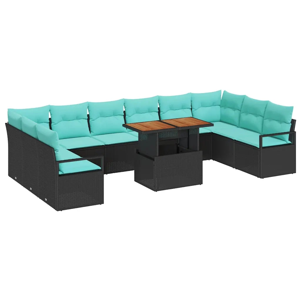 Set da Pranzo per Giardino 11 pcs Nero e Verde acqua 3349766