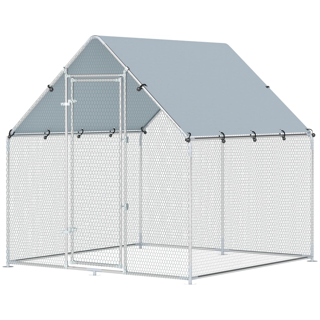 Pollaio per Galline ¨C zephmum ¨C Acciaio Zincato Argento 2x2x2 m