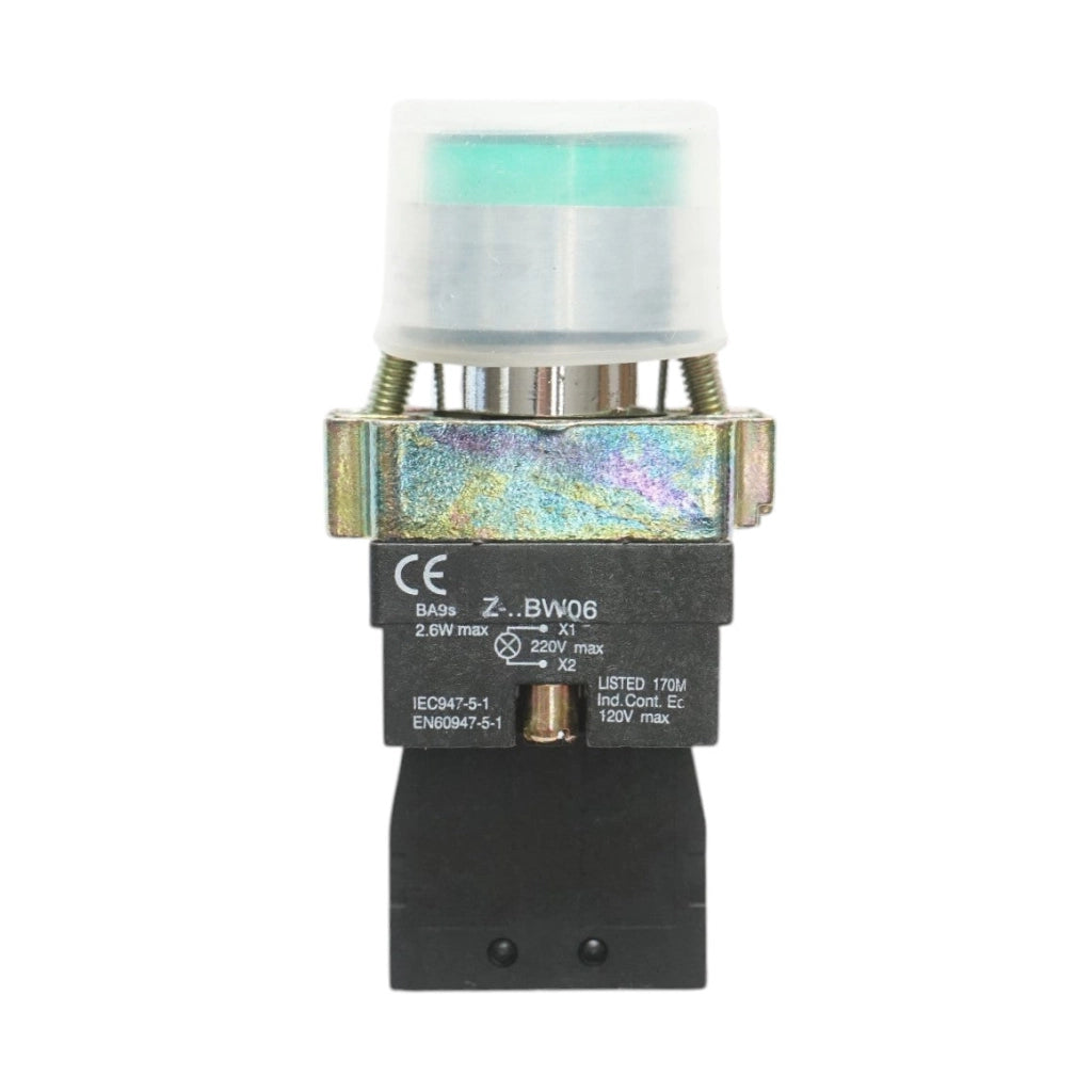Lampada di segnalazione con alimentazione diretta verde e protezione 1NO, 220V, IP65, LAY5 Breckner Germany