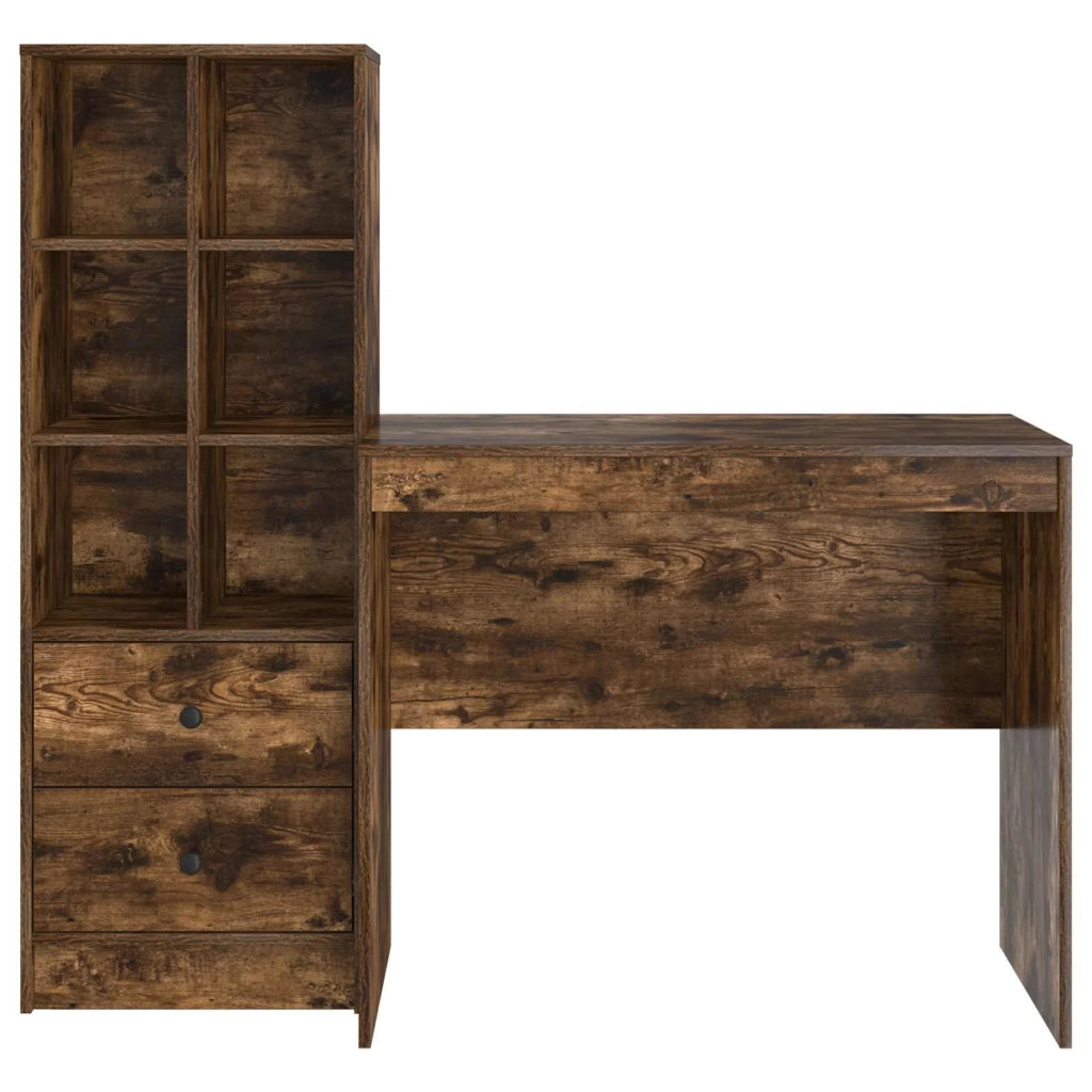Scrivania con cassetto con lo scaffale 2 pcs Rovere fumé 3337365