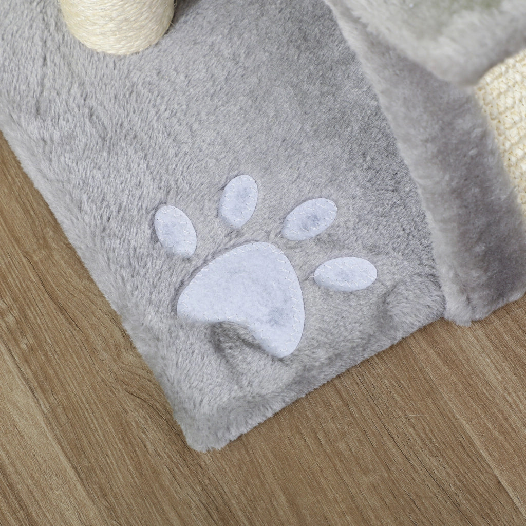 Tiragraffi Albero per Gatti con Cuccia e Palline ¨C zephmum ¨C Grigio 40x30x43cm