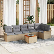 Set Divano da Giardino 7 pcs Beige e Grigio Chiaro polyrattan