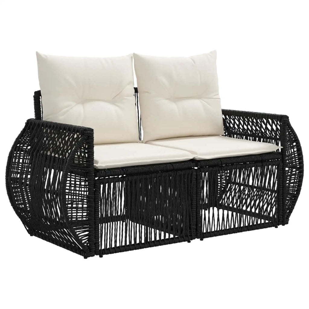 Set Divano da Giardino 9 pz Nero e Bianco Crema polyrattan 3435457