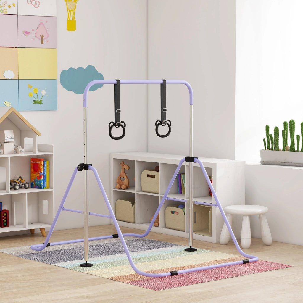 Barra per Trazioni Regolabile in Altezza ¨C Minimal ¨C 5 Livelli, Anelli, Pieghevole, Viola
