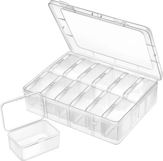 Contenitori di plastica trasparenti per organizzare piccoli oggetti - 12 pezzi - contenitori con coperchi per orecchini e accessori - per DIY e artigianato - e altri piccoli articoli