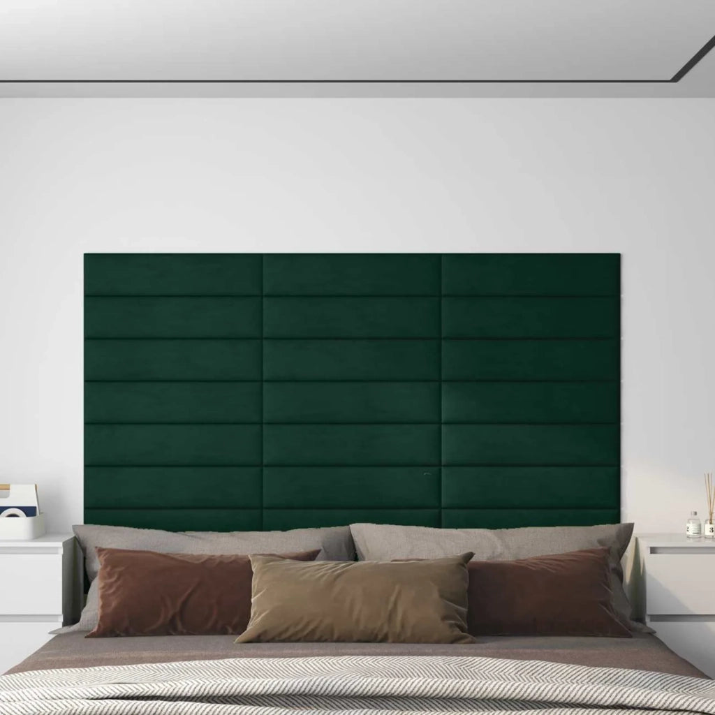 Testiera | Testata da Parete 12 pcs Verde Scuro Velluto