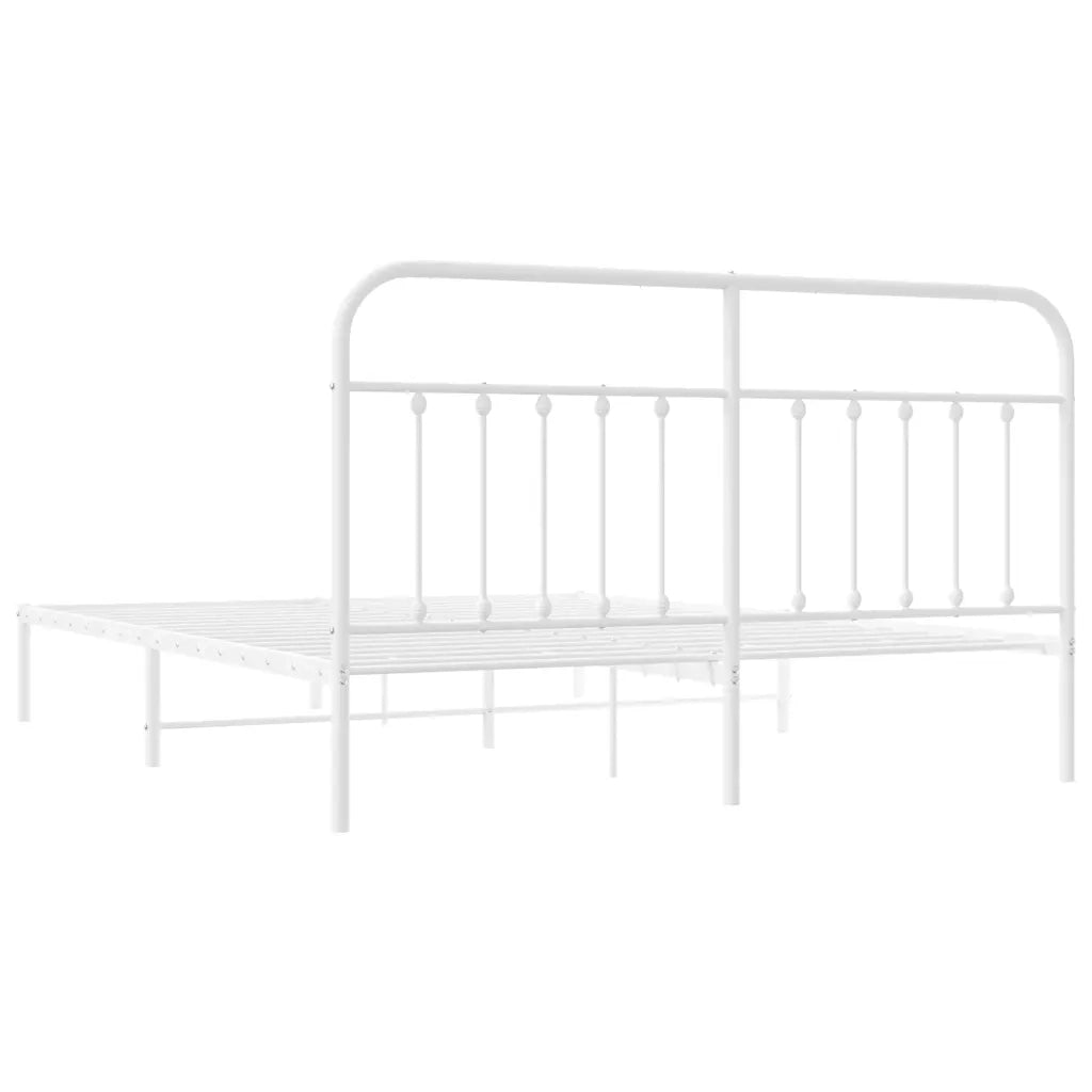 Letto matrimoniale | Letto per adulti | Giroletto con Testiera Metallo Bianco 183x213 cm