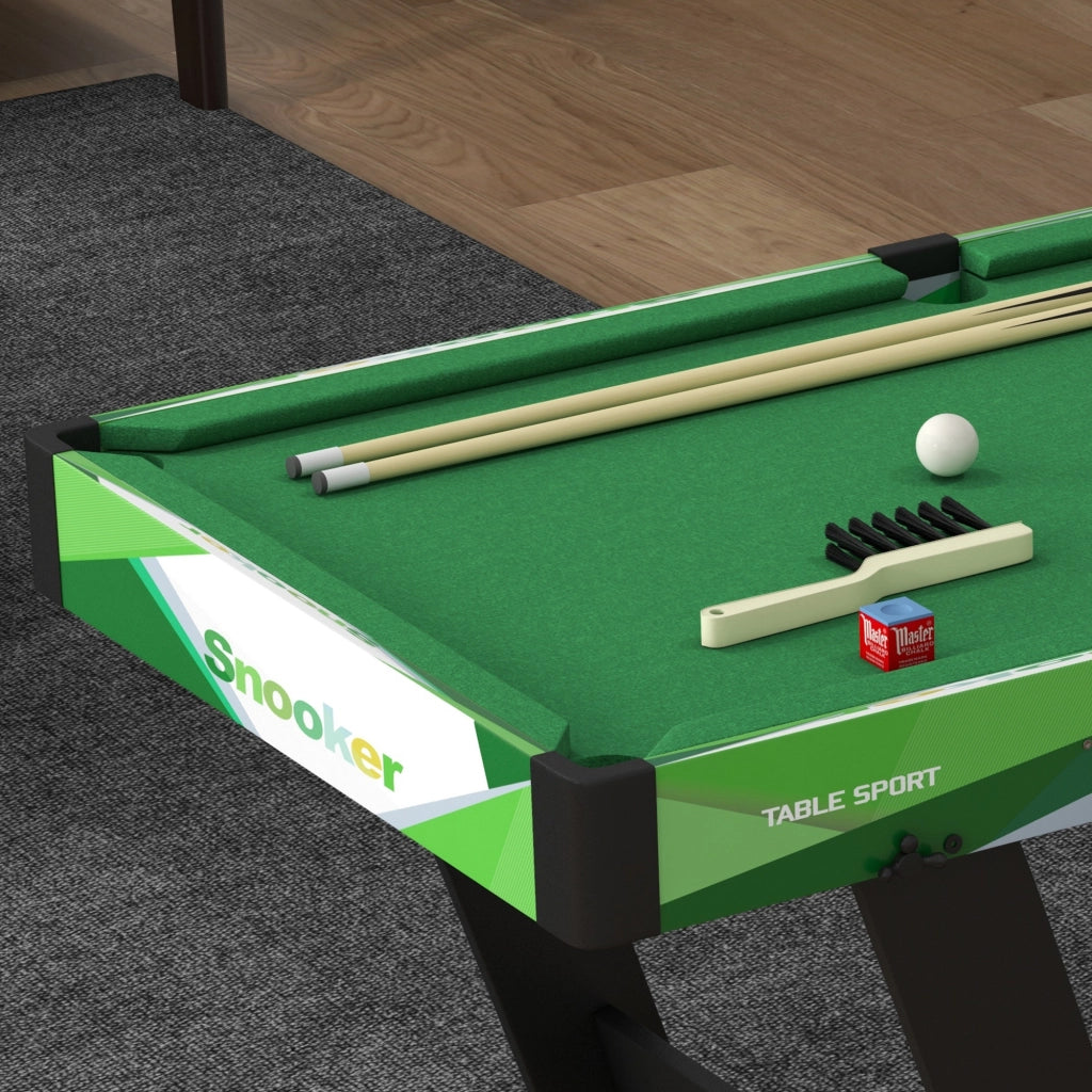 Tavolo da Biliardo Pieghevole 104x55,5x68 cm con Stecche Palle e Triangolo in MDF Verde e Nero
