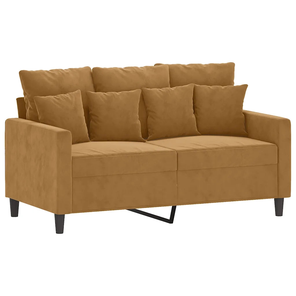 Set di Divani 2 pz con Cuscini Marrone in Velluto