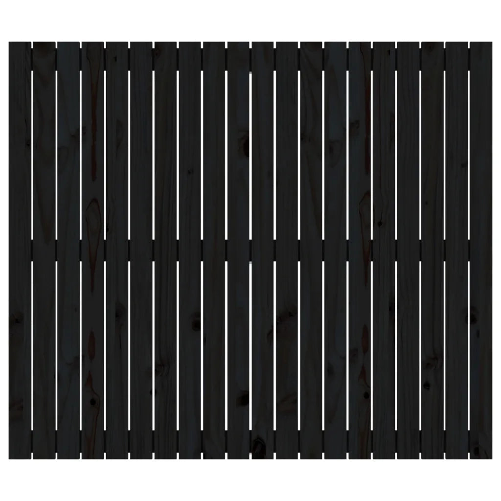 Testiera da Parete Nera 127,5x3x110cm in Legno Massello di Pino 824942