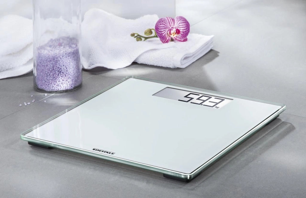 Soehnle Style Sense Comfort 100 Bilancia Pesapersone Digitale 180 Kg Display LCD vetro di sicurezza colore Bianco
