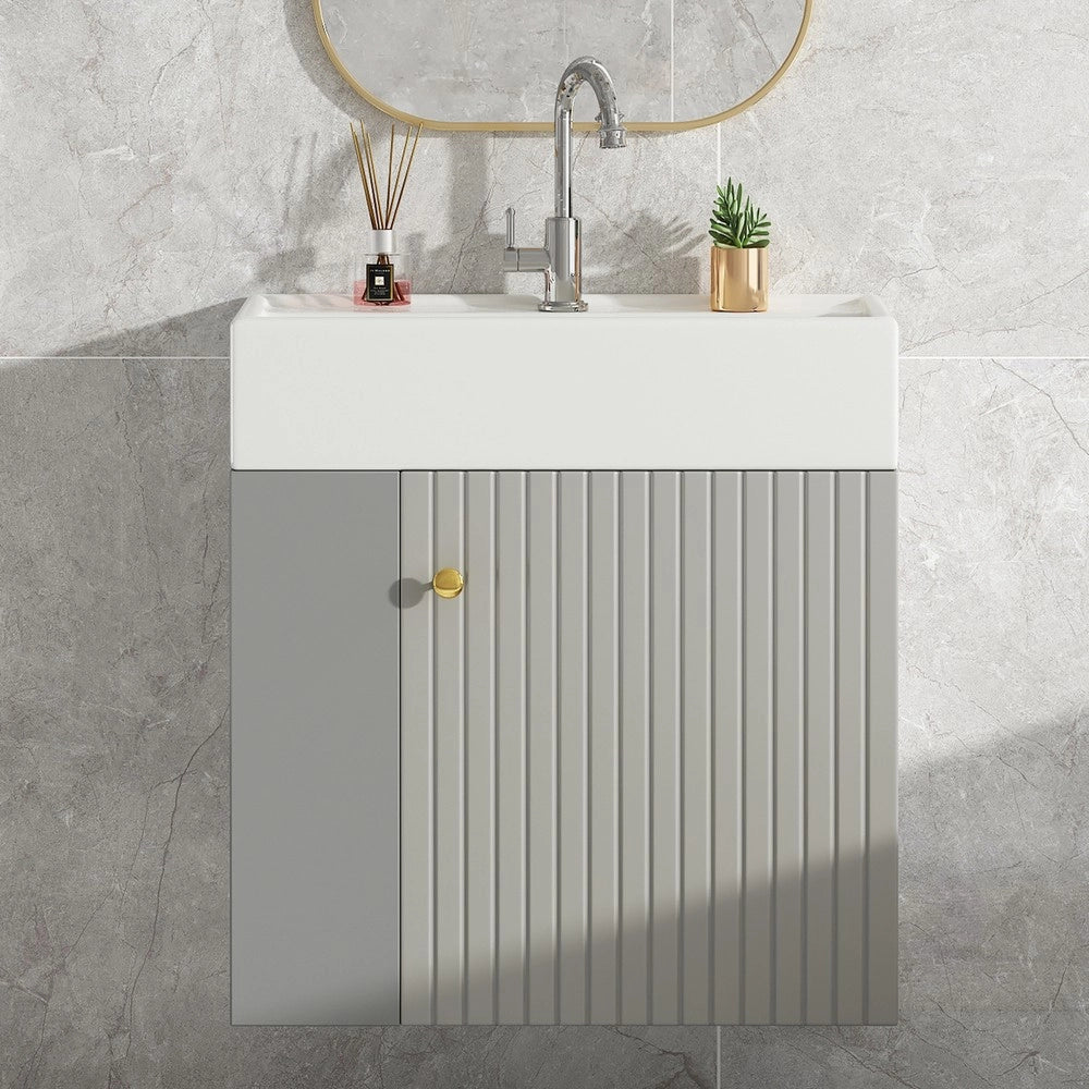 Mobile Bagno con Lavabo e Sottolavabo Pensile 55 cm ¨C Xylo ¨C Grigio Chiaro