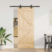 Porta scorrevole NARVIK Naturale e Nero 85 x 210 cm (152,5 cm) 3445228