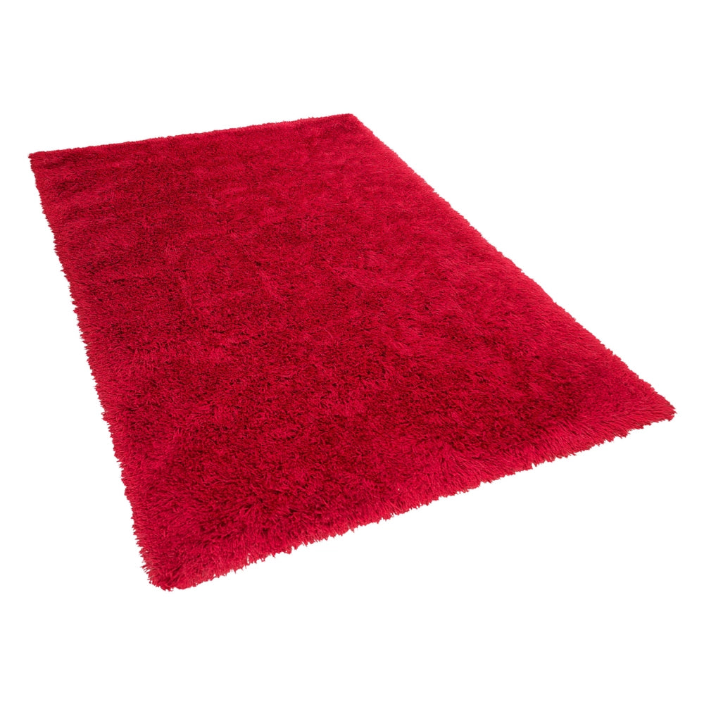 Tappeto Shaggy Tappeto a pelo lungo Solido Poliestere Rosso Rettangolare 140 x 200 cm