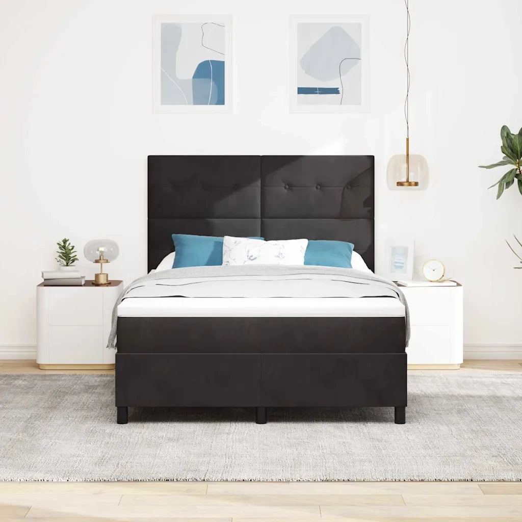 Letto a Sorgente LED con materasso Nero 140 x 200 cm Velluto 3343318