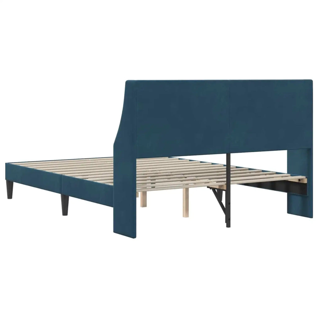 Letto matrimoniale | Letto per adulti | Struttura del letto con testiera Blu 120 x 200 cm Velluto