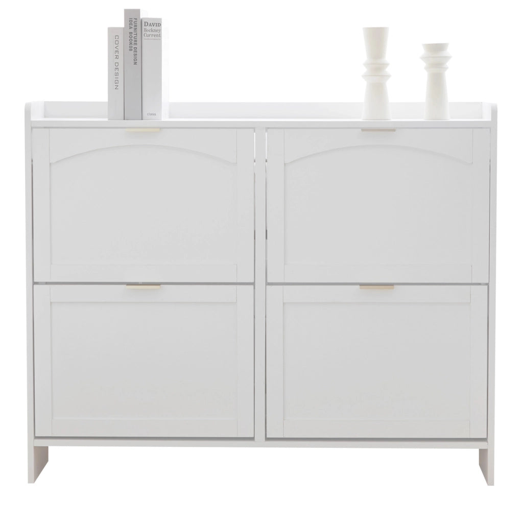 Scarpiera con Ante e Ripiani Aperti ¨C Xylo ¨C Bianco, 110x90x24 cm