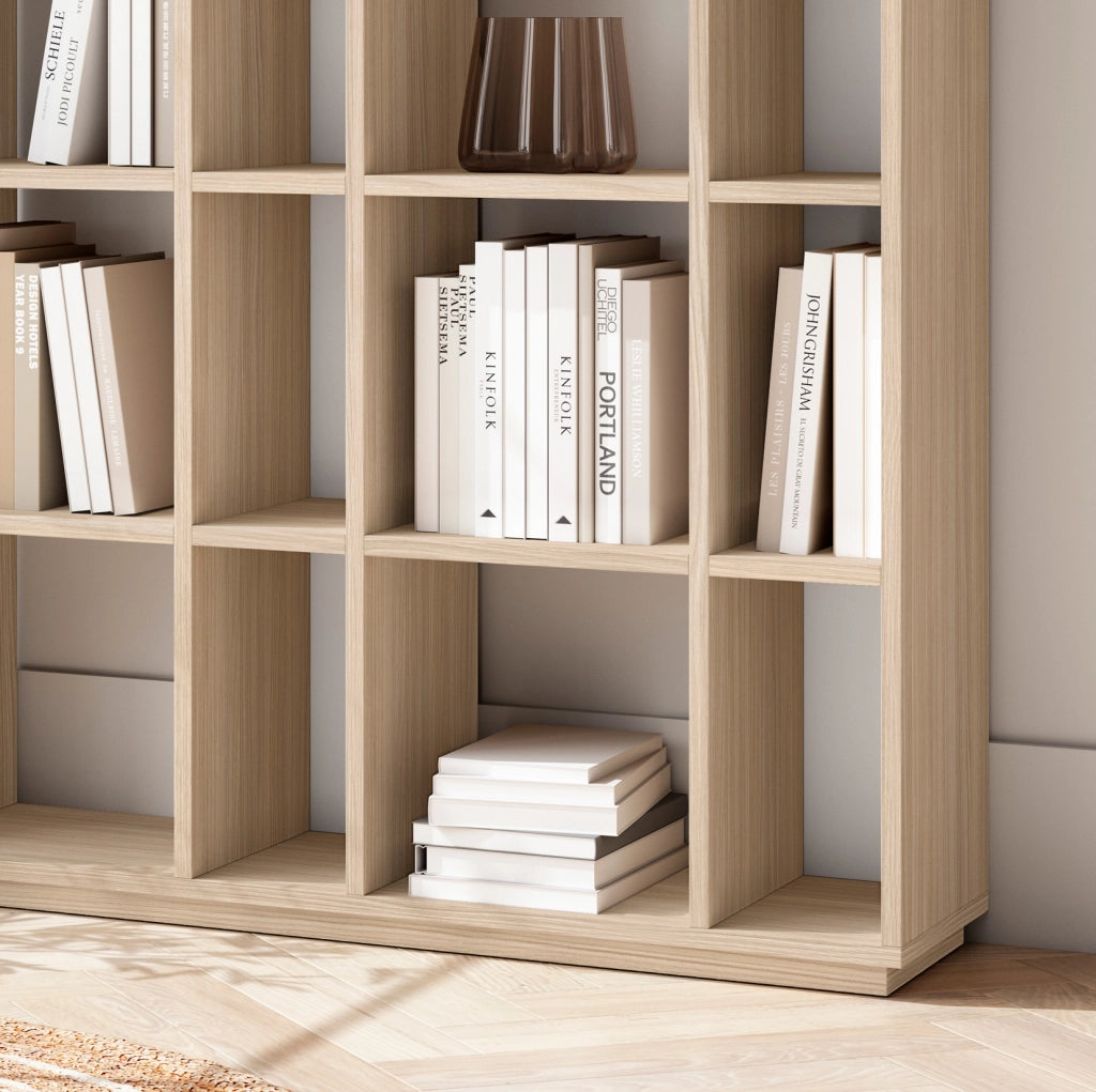 Libreria componibile Herdasa 16 vani effetto noce chiaro bianco