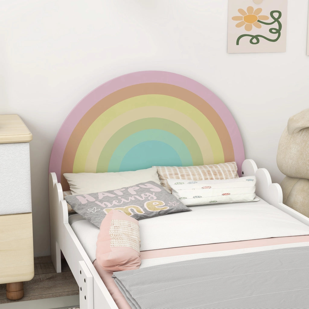Letto per Bambini con Sponde Laterali ¨C Minimal ¨C Bianco e Rosa 143x74x66