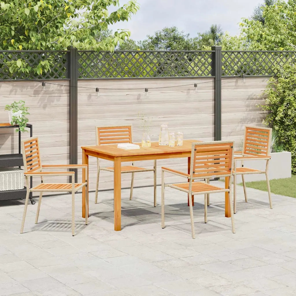 Set da Pranzo per Giardino 5 pcs Beige Legno di Acacia Massello