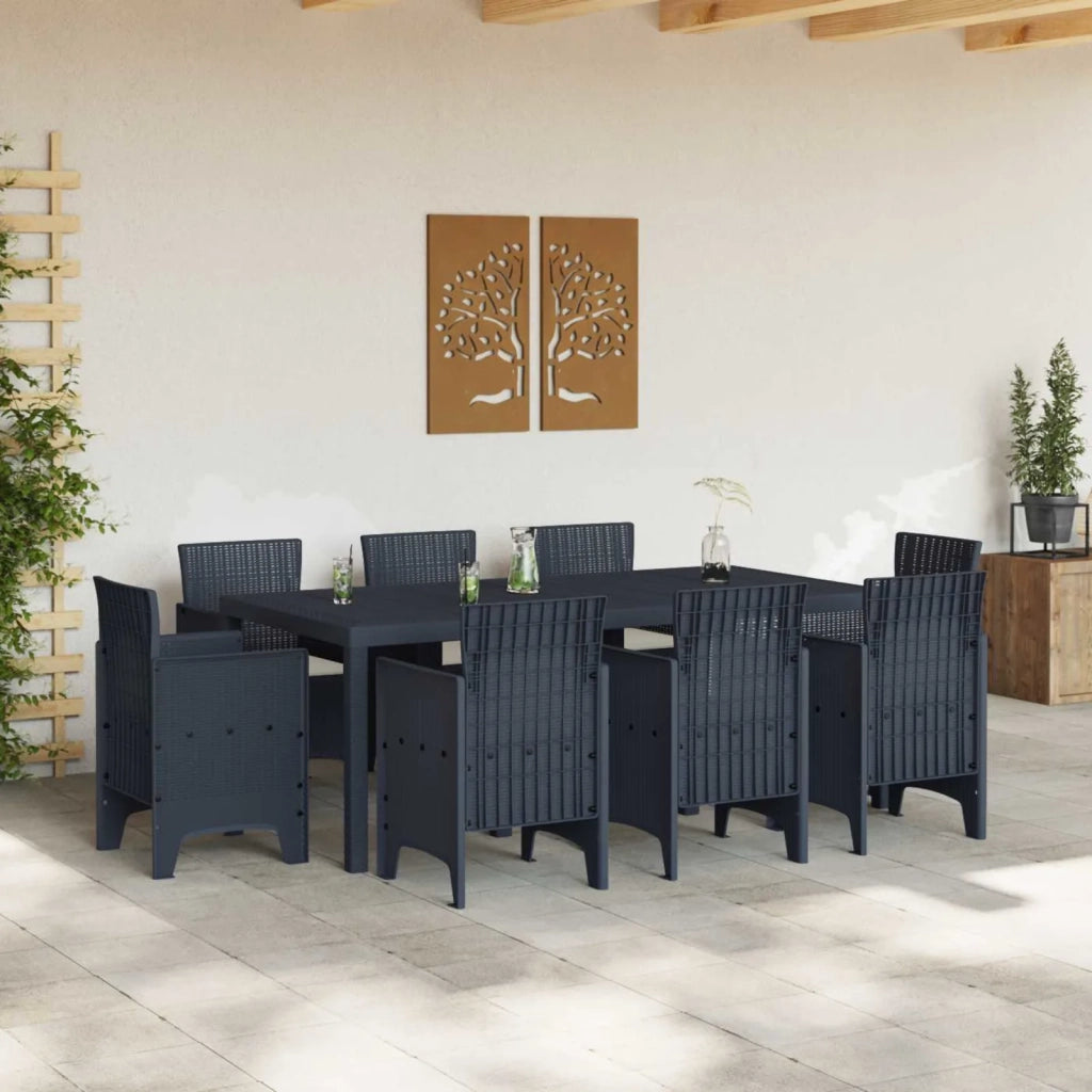 Set da Pranzo per Giardino 9 pcs Antracite Polipropilene