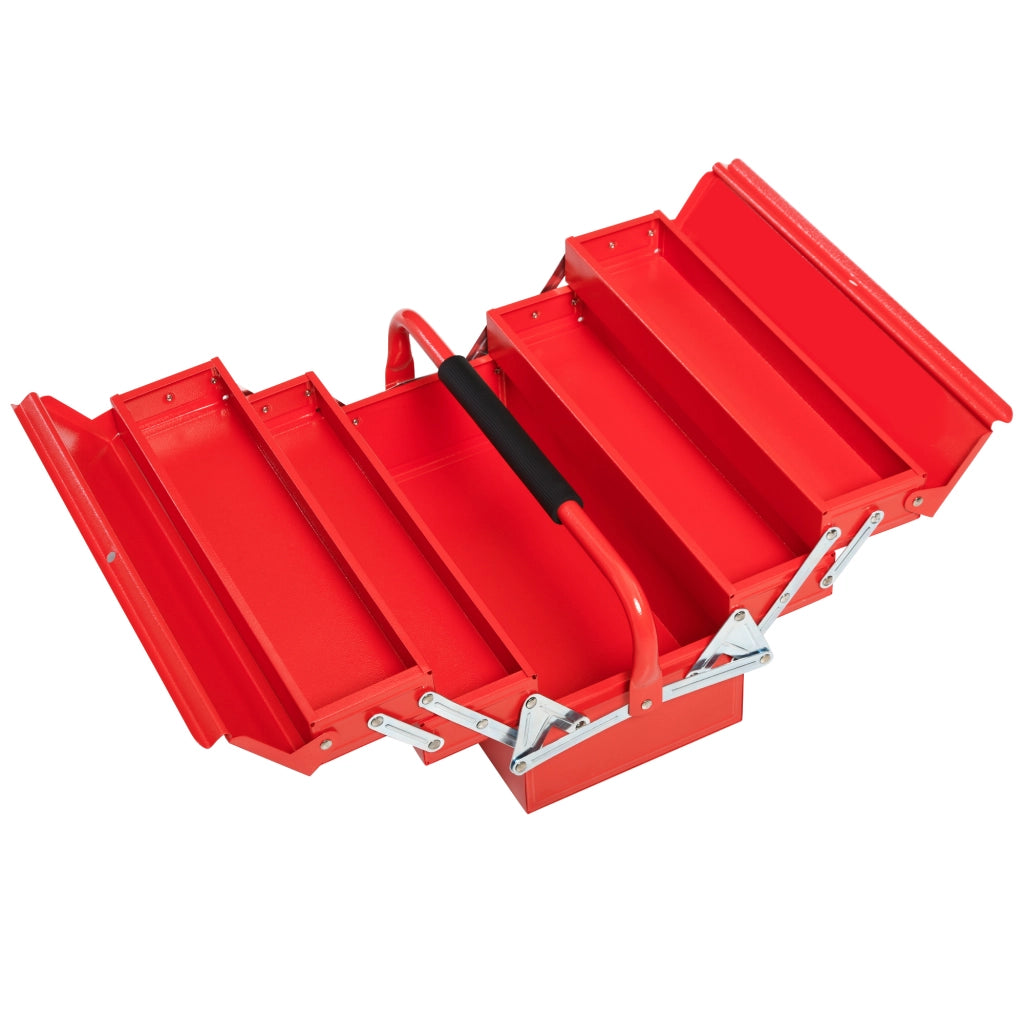 Cassetta Portautensili Metallica Pieghevole ¨C Xylo ¨C 5 Vassoi, Acciaio Rosso, 45x20x34,5 cm