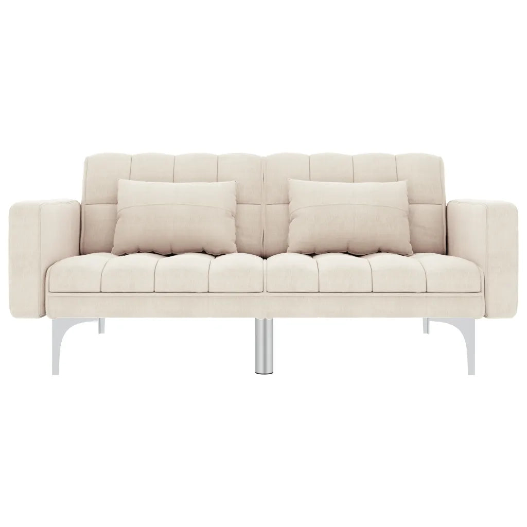 Divano Letto Crema in Tessuto 247216