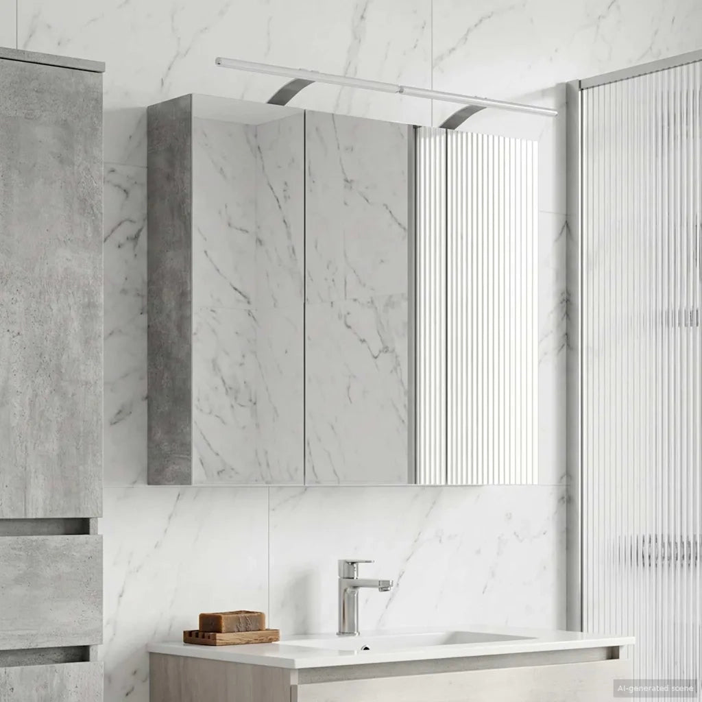Mobiletto per specchio da bagno con lo scaffale Grigio cemento 889130