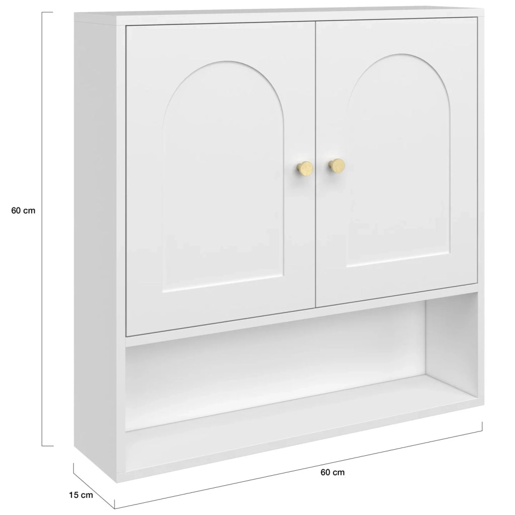 IDMarket - Mobile da bagno sospeso ARSENE, armadio a parete con 2 ante e ripiano in legno bianco