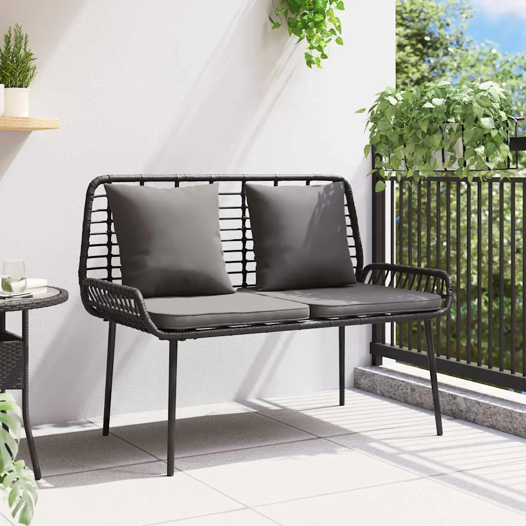 Panchina da giardino Nero e antracite polyrattan 42010357