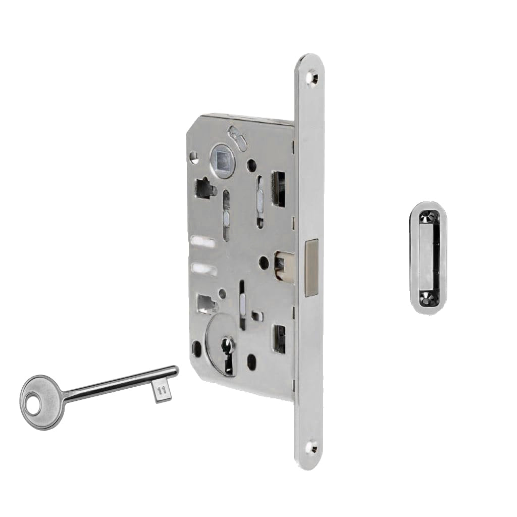 Serratura magnetica per porta scorrevole 50x8 mm cromo satinato