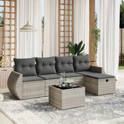 Set Divano da Giardino 6pz con Cuscini Grigio Chiaro Polyrattan