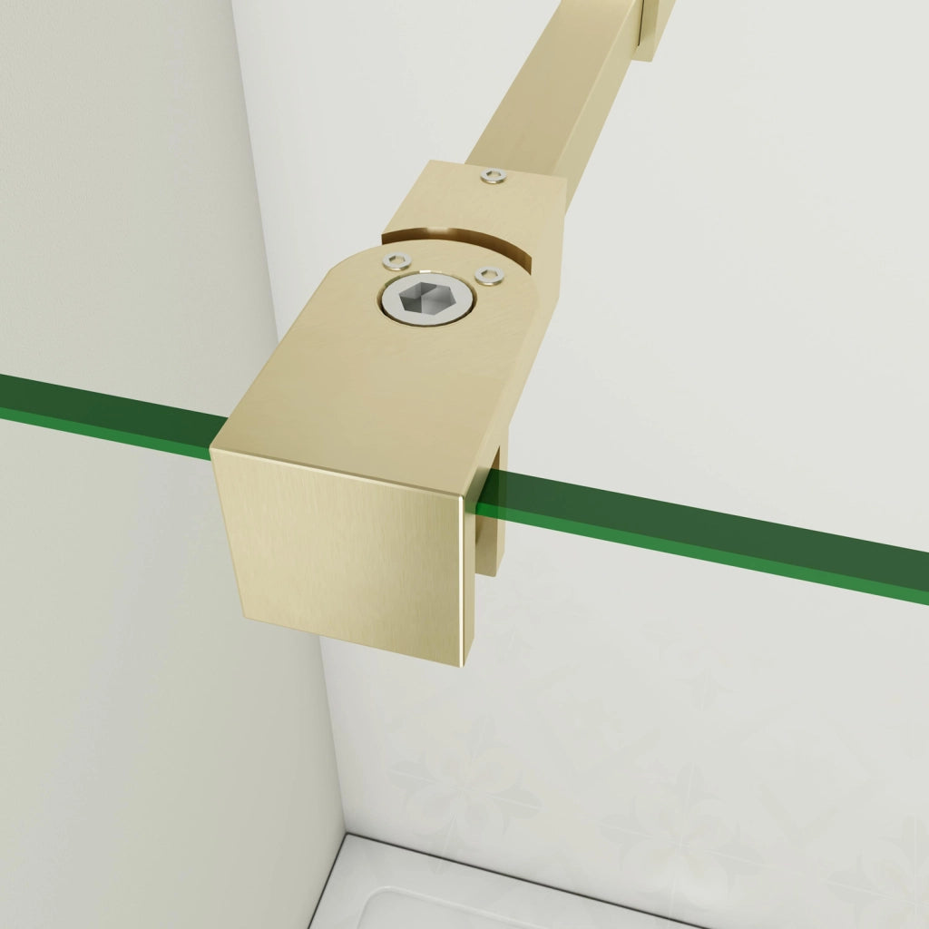 Box Doccia Walk In 85x200 cm Parete Fissa Vetro 8 mm Trasparente Anticalcare Oro Spazzolato con Barra Stabilizzatrice 73-120 cm