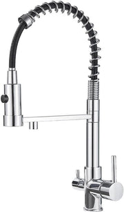3 viei rubinetteria da cucina, rubinetto 360° girevole, rubinetto da cucina con uscita flessibile, rubinetto da cucina per acqua calda e fredda e filtro (acciaio inox)