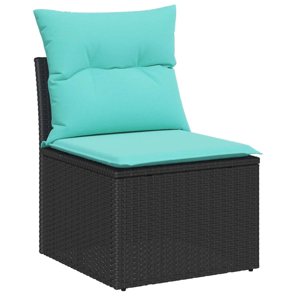 Set Divano da Giardino con cuscino 6 pcs Nero e Blu polyrattan 3348742
