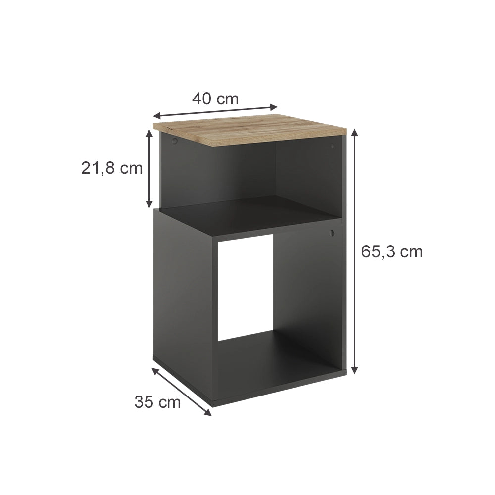 Vicco Comodino Antracite/quercia dorata Set di 2