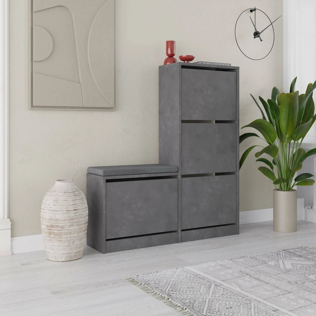 Mobile Portascarpe Velma, Scarpiera 8 Paia, 105x26x119h cm Grigio