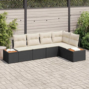 Set Divano da Giardino 5 pcs Nero e crema Poly Rattan 3356752