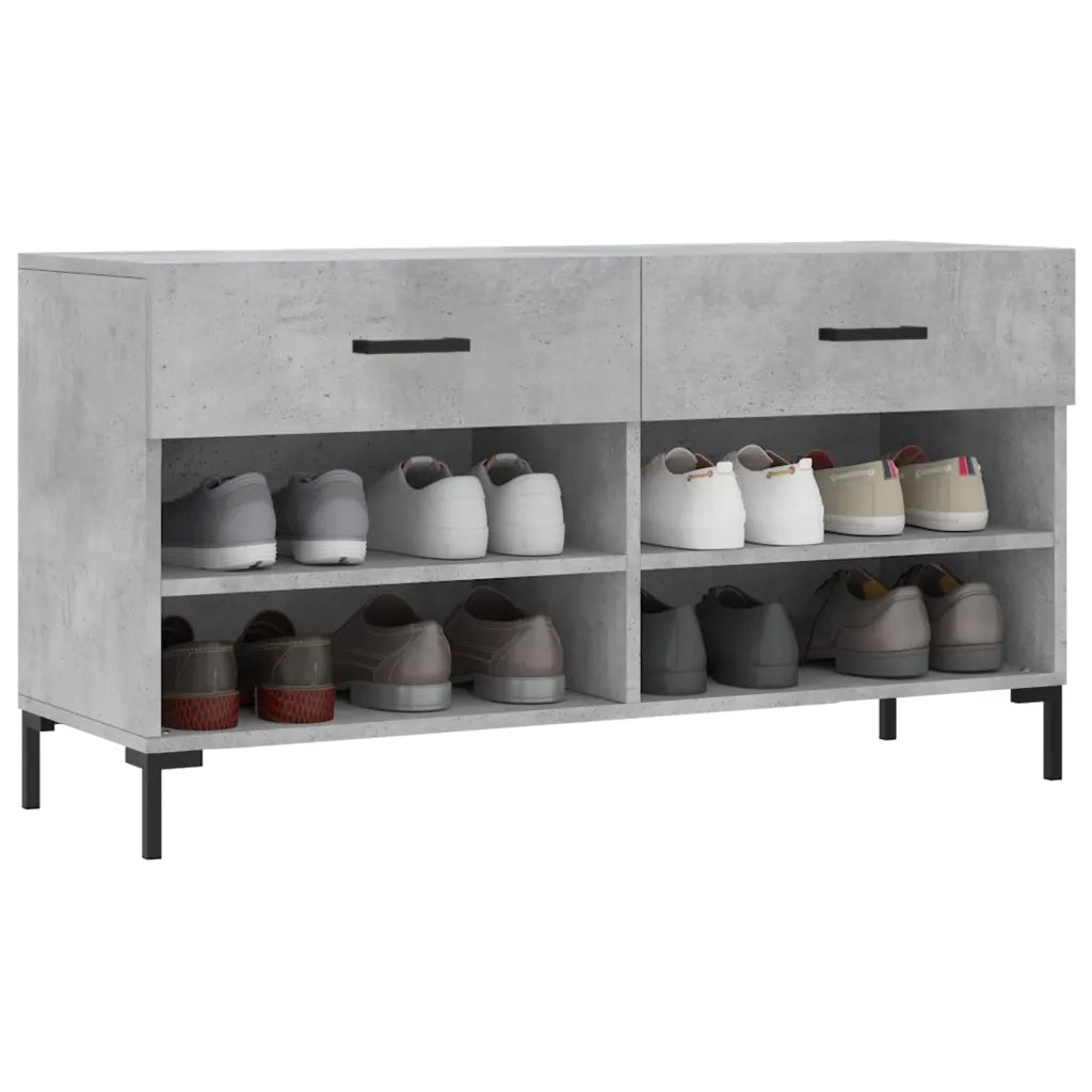 Panca Porta Scarpe | Scarpiera | Mobile per scarpe Grigio Cemento 102x35x55cm Legno Multistrato