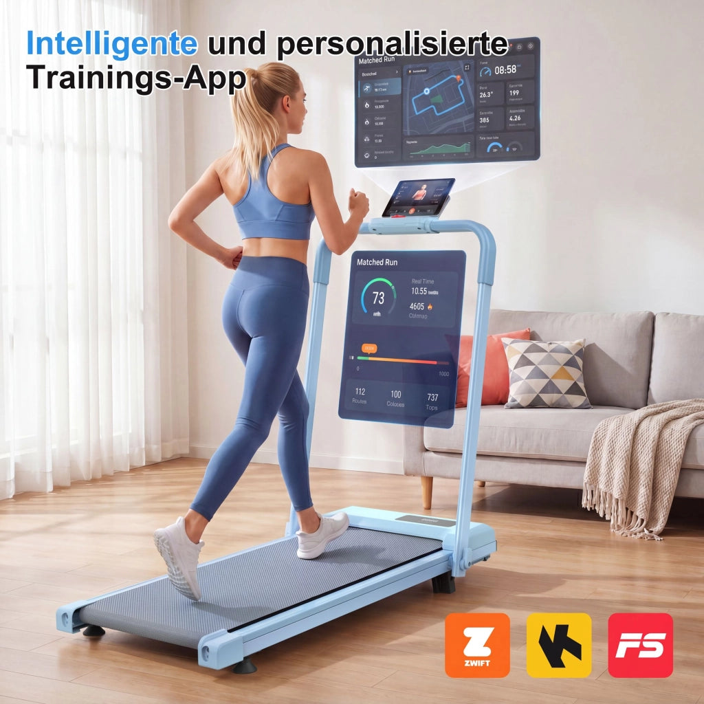 Tapis roulant domestico, con funzione di inclinazione, tapis roulant da tavolo compatto e portatile, portata massima 120 kg, blu
